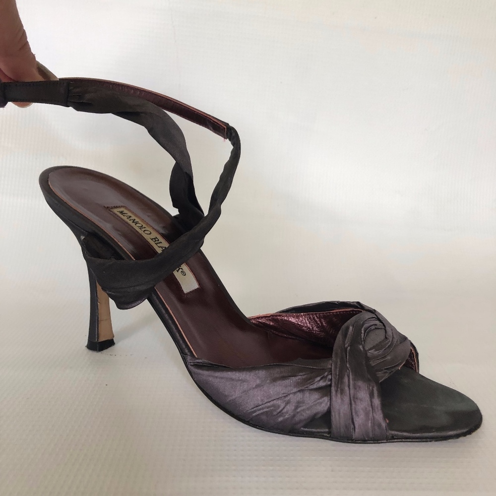 Manolo Blahnik Purple Silk Sandals